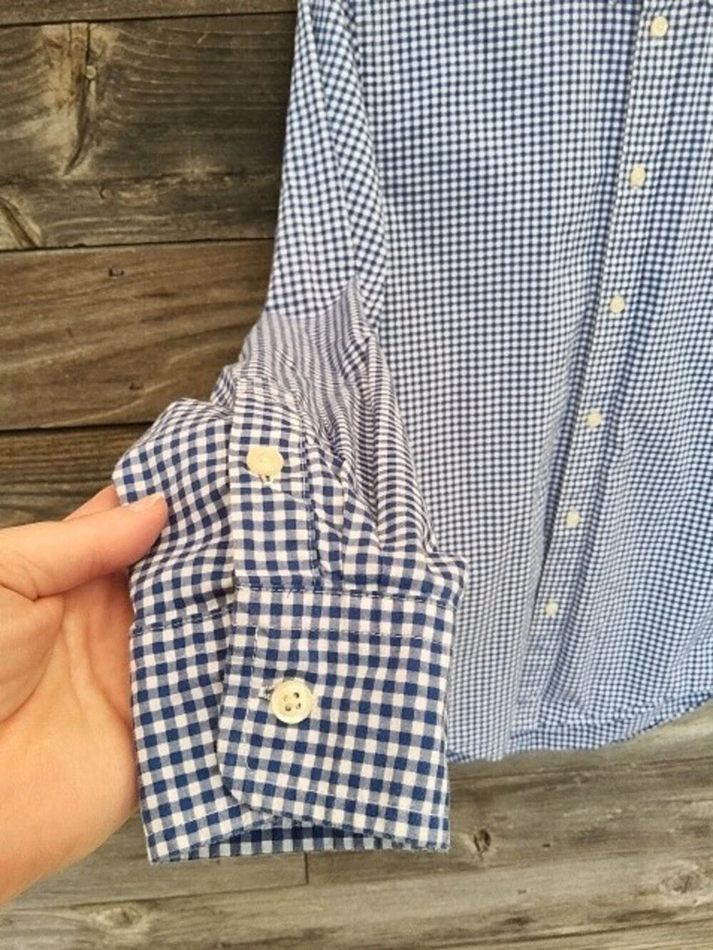 Ralph Lauren Navy and White Gingham Boys Button-Down Shirt Size 18/20